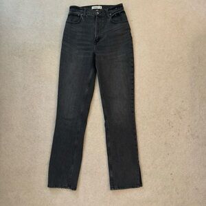 Abercrombie High Waisted Straight Leg Spit Hem Jeans